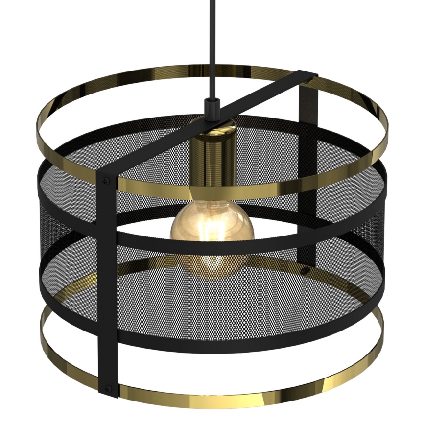 Lustra ar auklu RIM 1xE27/60W/230V melna/zelta