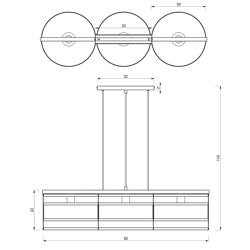 Lustra ar auklu RIM 3xE27/60W/230V melna/zeltaina