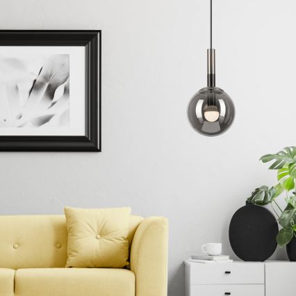 Lustra ar auklu ROLLO 1xE14/5W/230V matēts hroms/dūmakains
