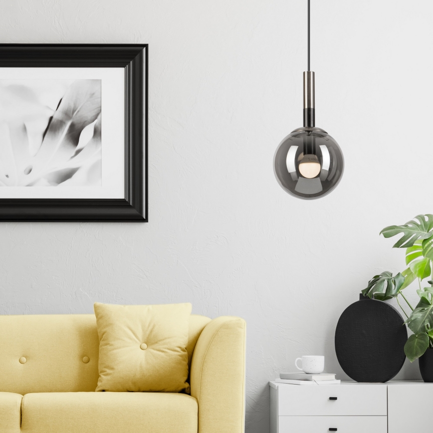 Lustra ar auklu ROLLO 1xE14/5W/230V matēts hroms/dūmakains