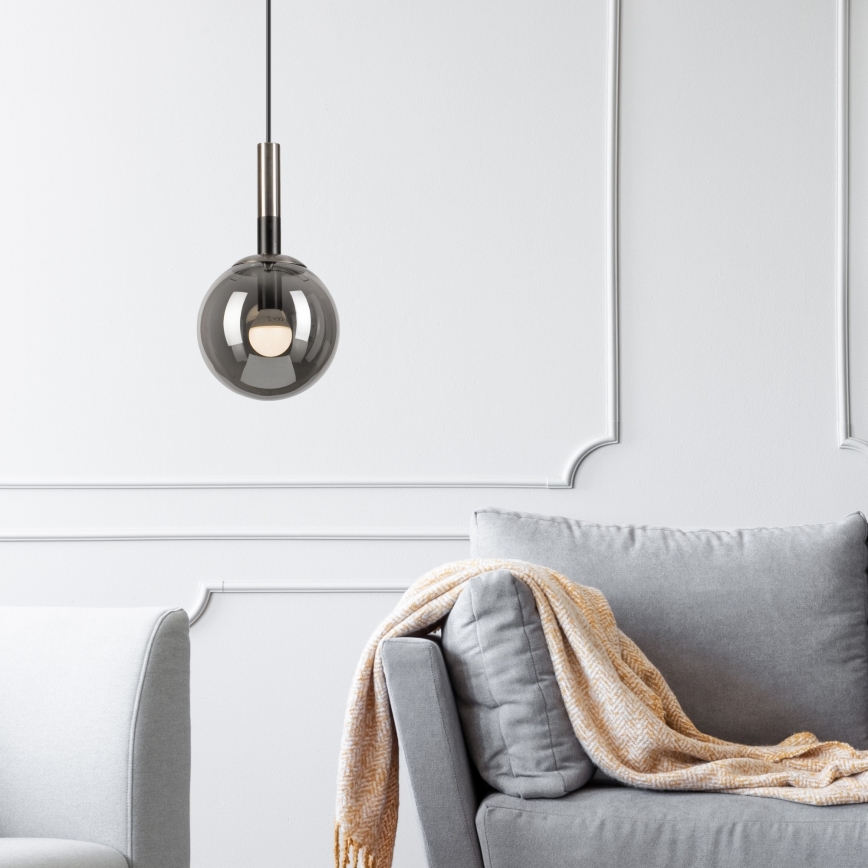 Lustra ar auklu ROLLO 1xE14/5W/230V matēts hroms/dūmakains