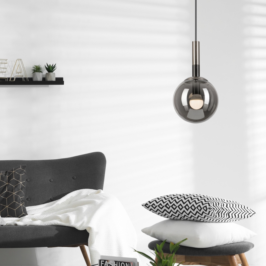 Lustra ar auklu ROLLO 1xE14/5W/230V matēts hroms/dūmakains