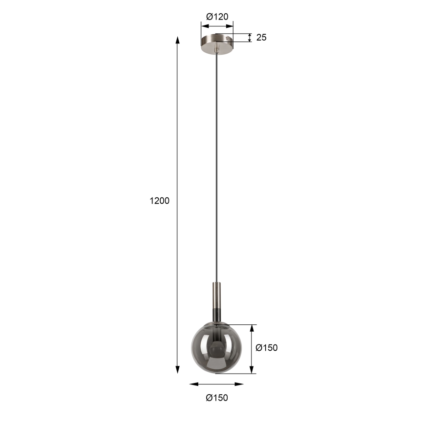 Lustra ar auklu ROLLO 1xE14/5W/230V matēts hroms/dūmakains
