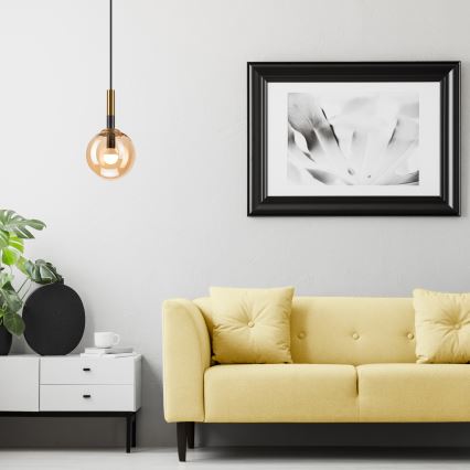 Lustra ar auklu ROLLO 1xE14/5W/230V zelta/dūmakains bēša