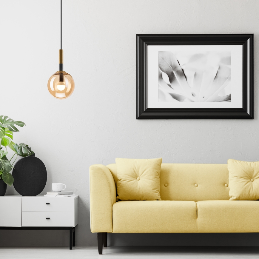 Lustra ar auklu ROLLO 1xE14/5W/230V zelta/dūmakains bēša