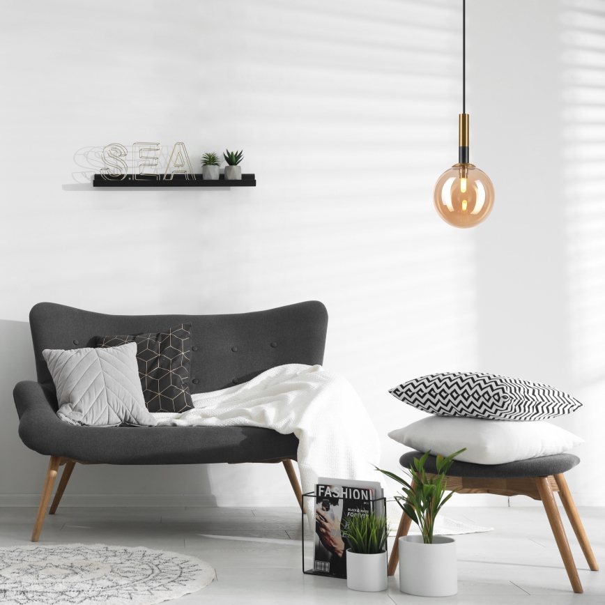 Lustra ar auklu ROLLO 1xG9/5W/230V zelta/dūmakains bēša
