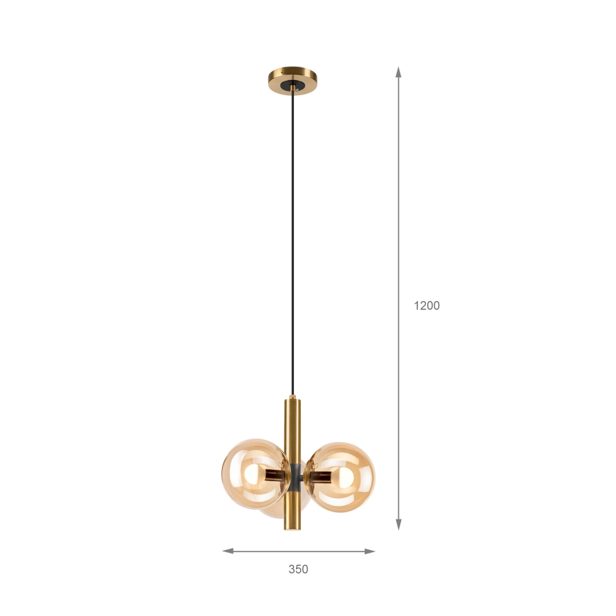 Lustra ar auklu ROLLO 3xE14/5W/230V zelta/dūmakains bēša