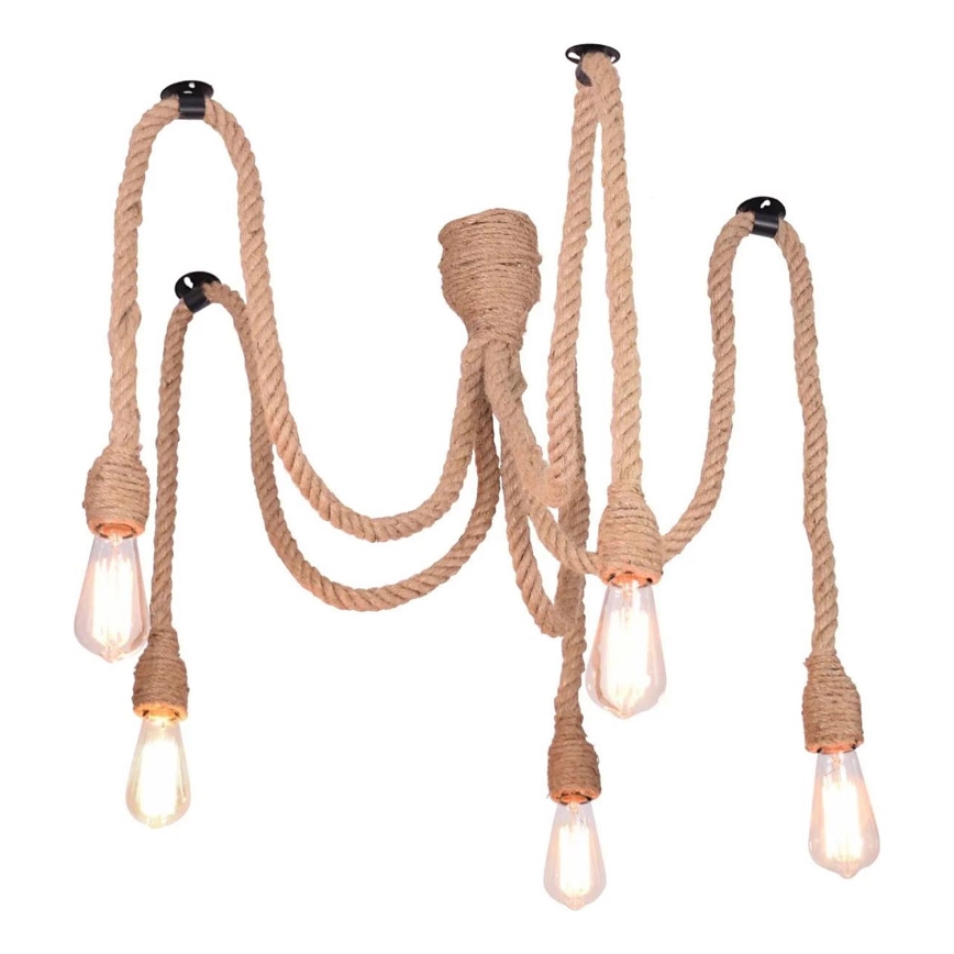 Lustra ar auklu ROPE CASA 5xE27/12W/230V zirneklis