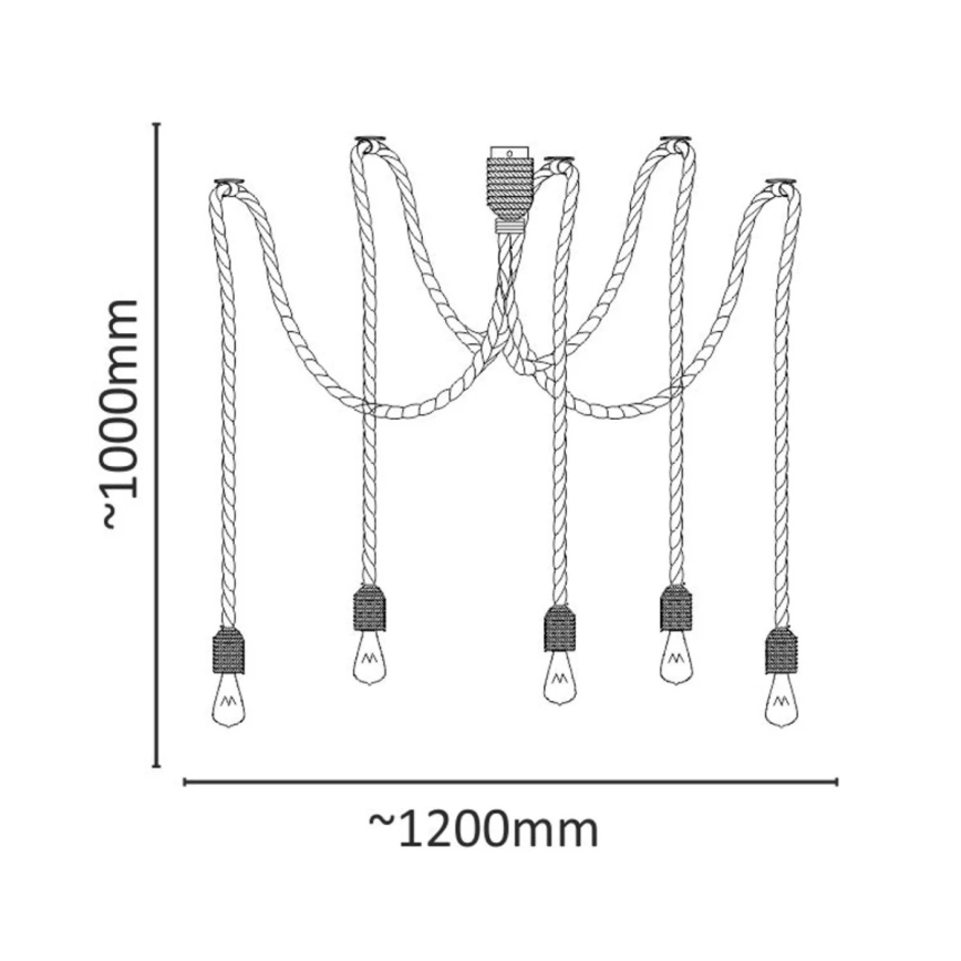 Lustra ar auklu ROPE CASA 5xE27/12W/230V zirneklis