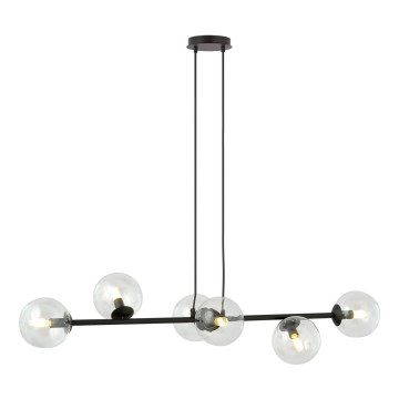 Lustra ar auklu ROSSI 6xE14/10W/230V melna/caurspīdīga