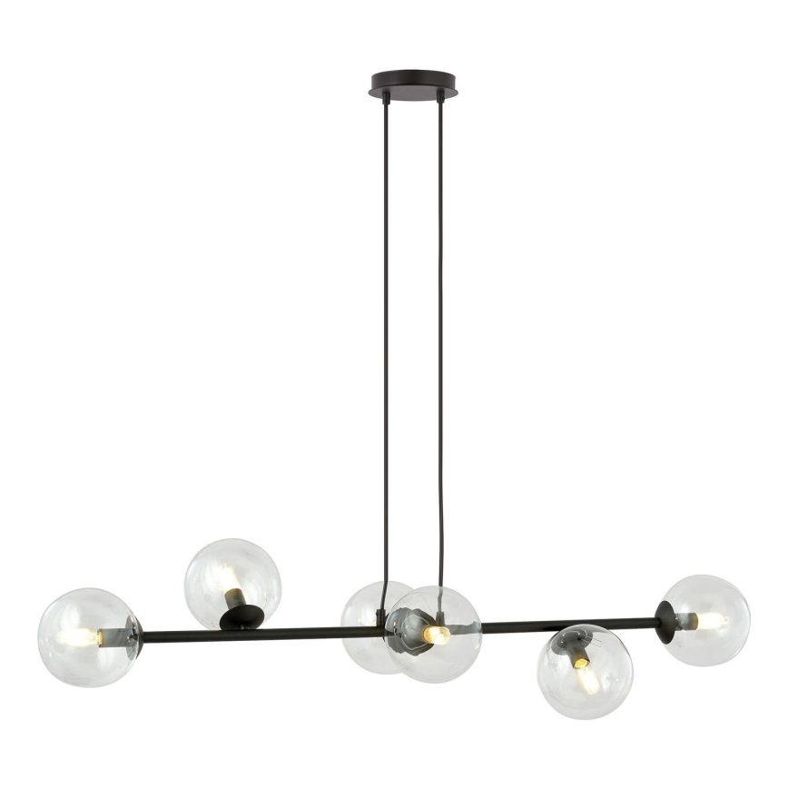 Lustra ar auklu ROSSI 6xE14/10W/230V melna/caurspīdīga