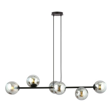 Lustra ar auklu ROSSI 6xE14/10W/230V melna/pelēka