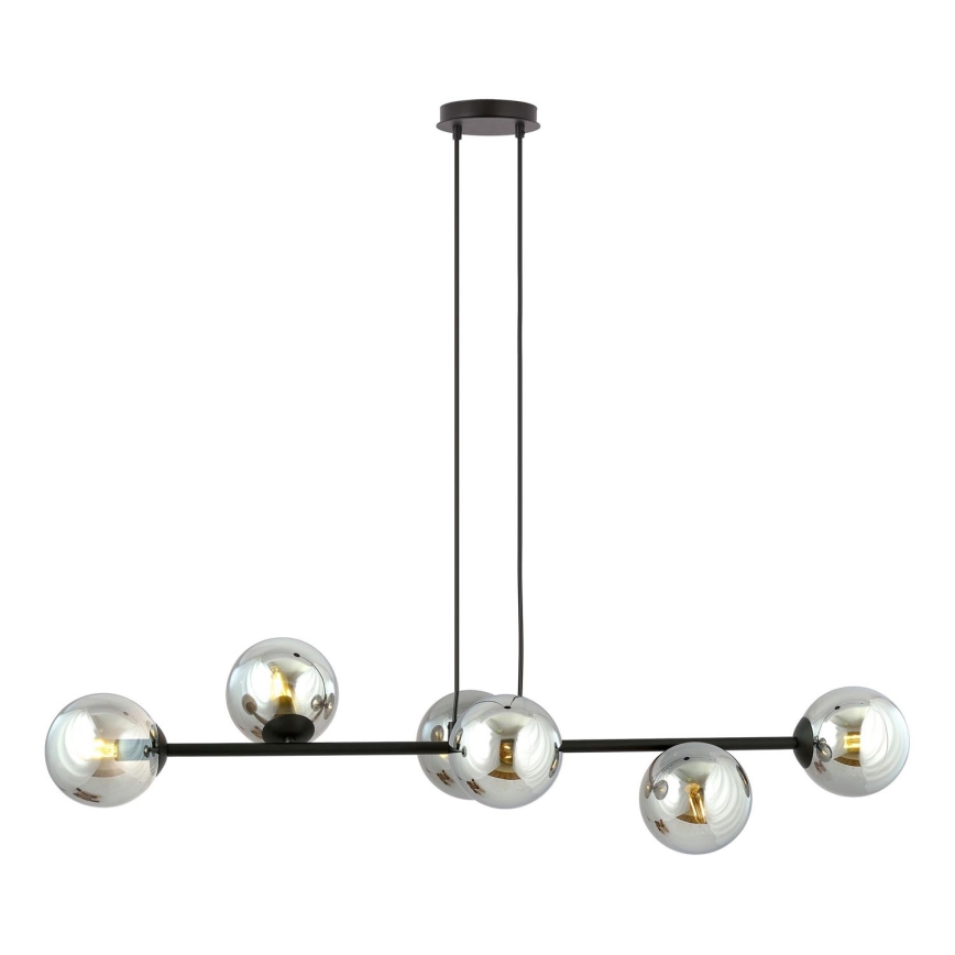 Lustra ar auklu ROSSI 6xE14/10W/230V melna/pelēka