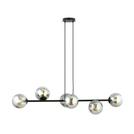 Lustra ar auklu ROSSI 6xE14/10W/230V melna/pelēka