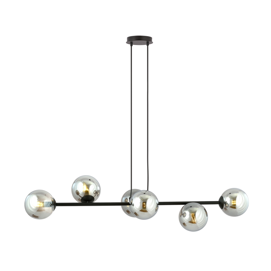 Lustra ar auklu ROSSI 6xE14/10W/230V melna/pelēka
