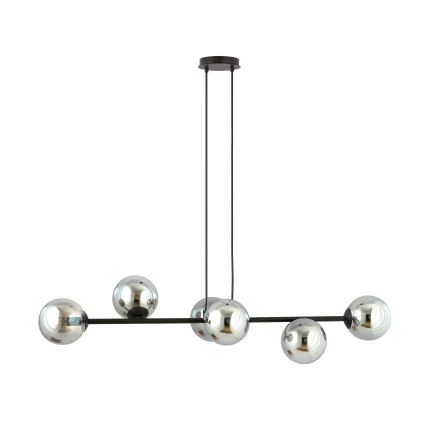 Lustra ar auklu ROSSI 6xE14/10W/230V melna/pelēka