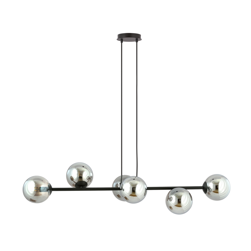 Lustra ar auklu ROSSI 6xE14/10W/230V melna/pelēka