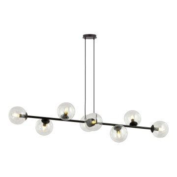 Lustra ar auklu ROSSI 8xE14/10W/230V melna/caurspīdīga