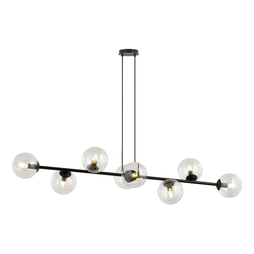 Lustra ar auklu ROSSI 8xE14/10W/230V melna/caurspīdīga
