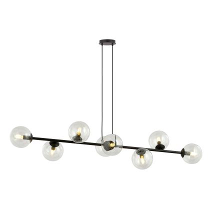 Lustra ar auklu ROSSI 8xE14/10W/230V melna/caurspīdīga