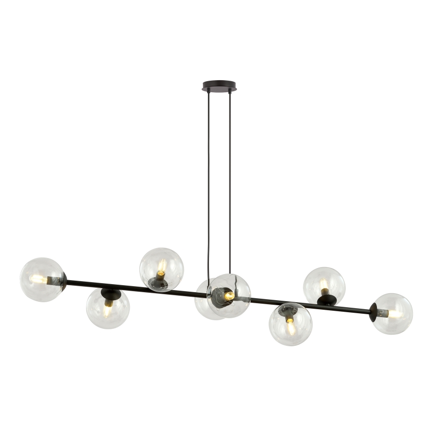 Lustra ar auklu ROSSI 8xE14/10W/230V melna/caurspīdīga