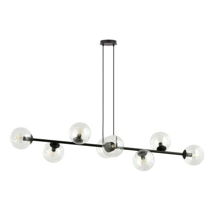 Lustra ar auklu ROSSI 8xE14/10W/230V melna/caurspīdīga