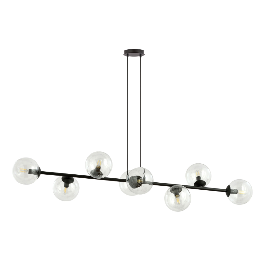 Lustra ar auklu ROSSI 8xE14/10W/230V melna/caurspīdīga