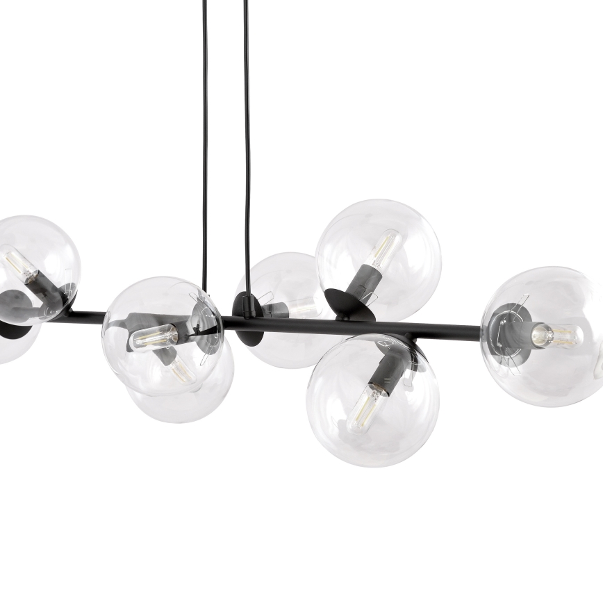 Lustra ar auklu ROSSI 8xE14/10W/230V melna/caurspīdīga