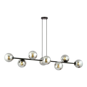 Lustra ar auklu ROSSI 8xE14/10W/230V melna/pelēka