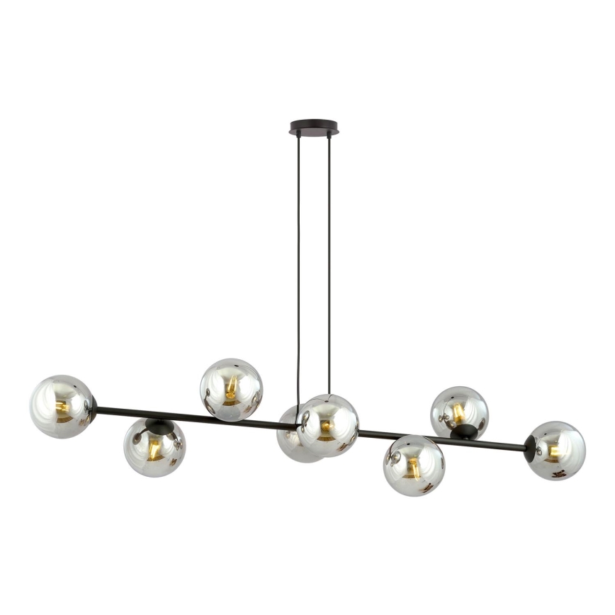 Lustra ar auklu ROSSI 8xE14/10W/230V melna/pelēka