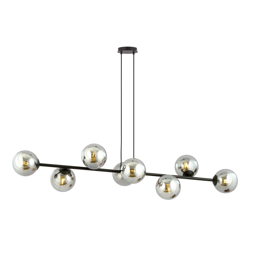 Lustra ar auklu ROSSI 8xE14/10W/230V melna/pelēka