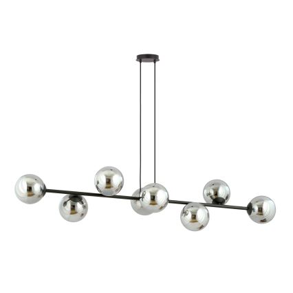 Lustra ar auklu ROSSI 8xE14/10W/230V melna/pelēka