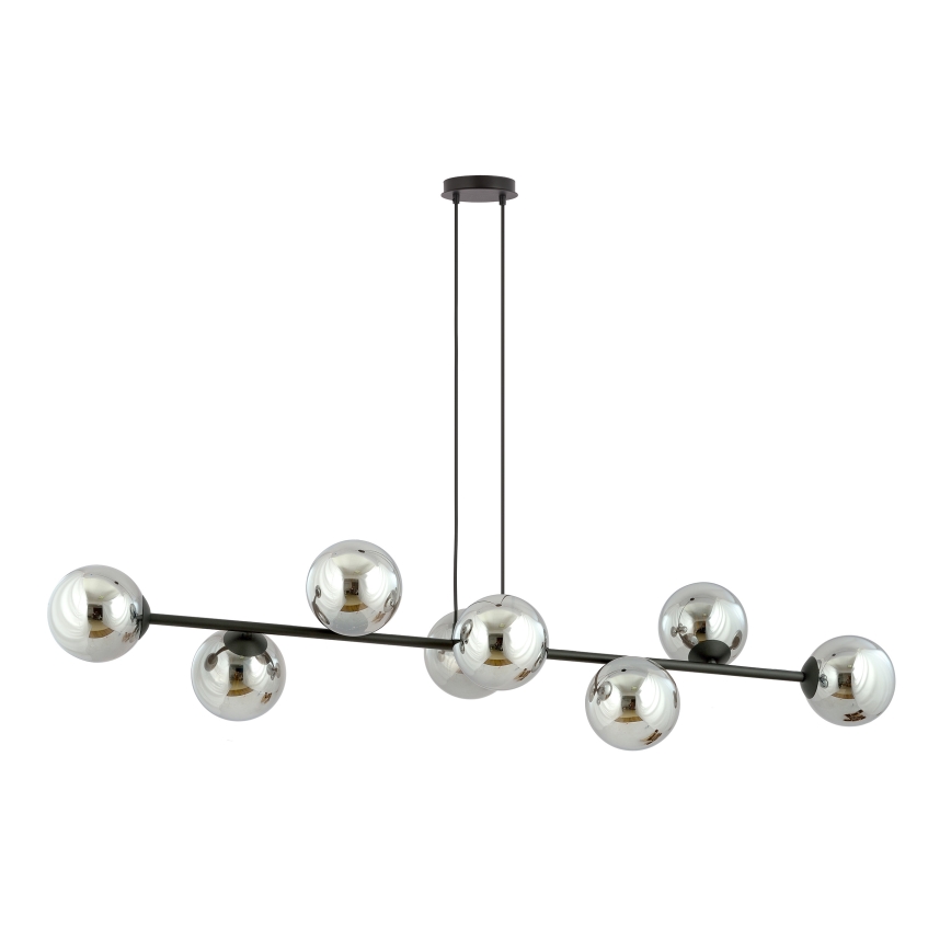 Lustra ar auklu ROSSI 8xE14/10W/230V melna/pelēka