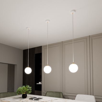 Lustra ar auklu ROYAL 1xE14/10W/230V d. 14 cm balta