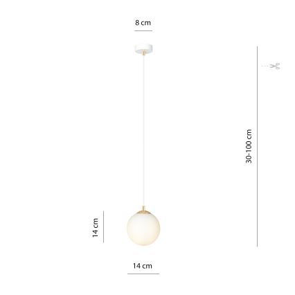 Lustra ar auklu ROYAL 1xE14/10W/230V d. 14 cm balta
