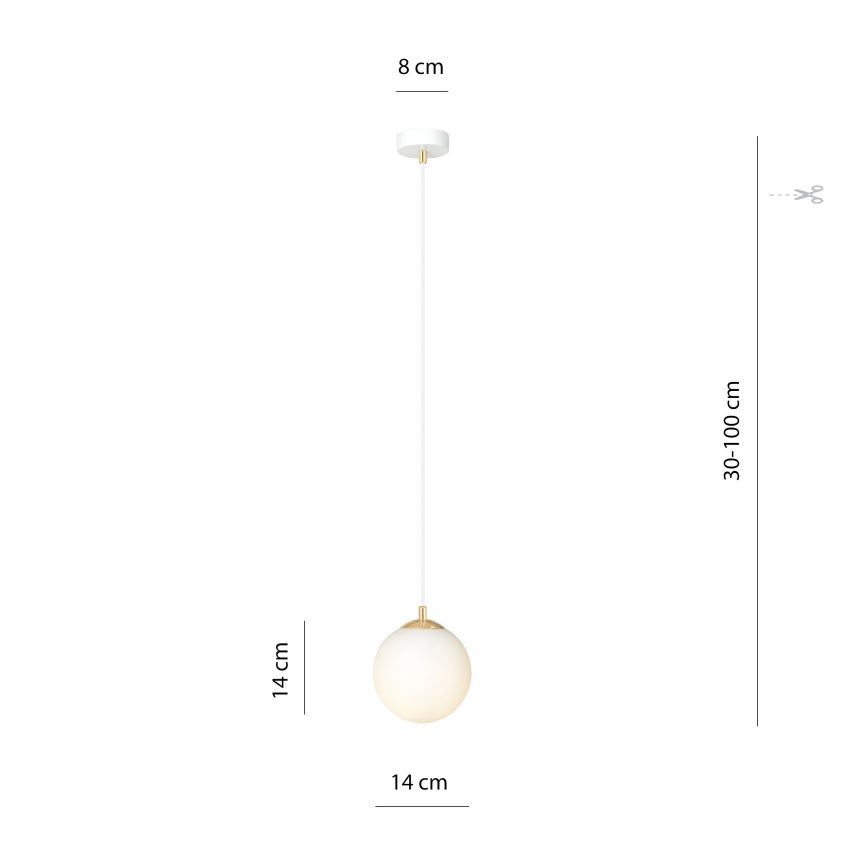 Lustra ar auklu ROYAL 1xE14/10W/230V d. 14 cm balta