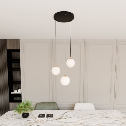 Lustra ar auklu ROYAL 3xE14/10W/230V d. 30 cm melna