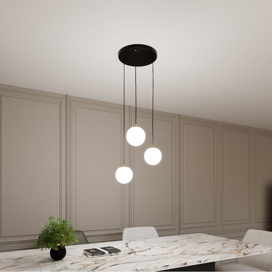 Lustra ar auklu ROYAL 3xE14/10W/230V d. 30 cm melna