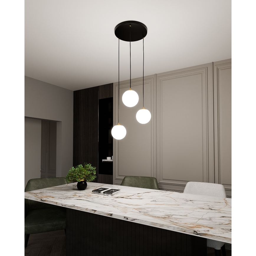 Lustra ar auklu ROYAL 3xE14/10W/230V d. 30 cm melna
