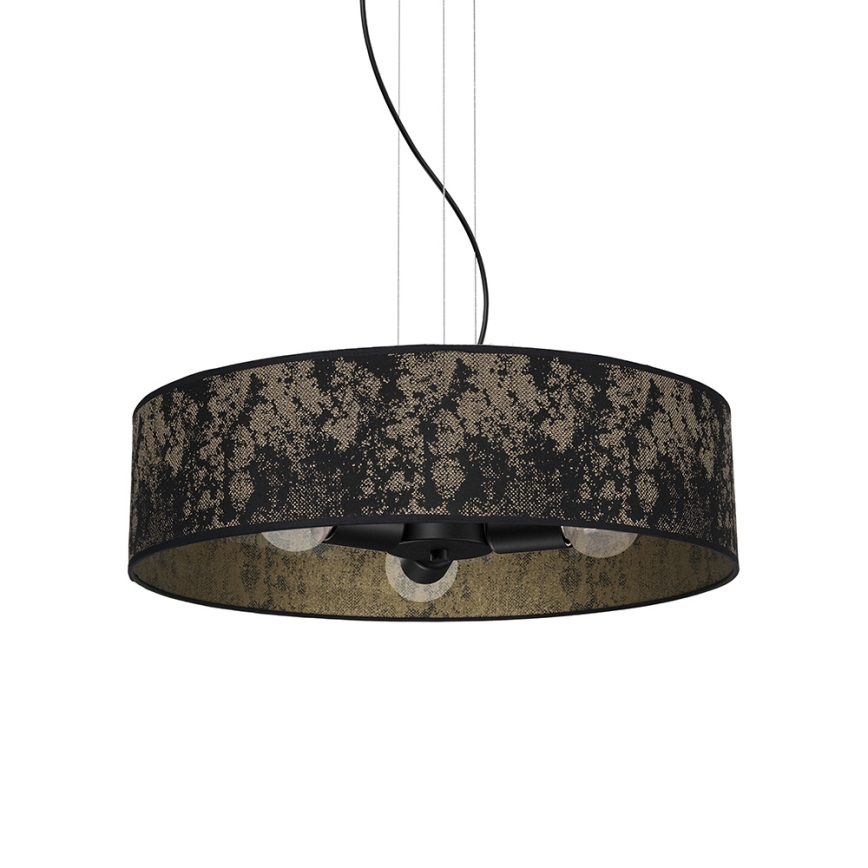 Lustra ar auklu SATINO 3xE27/60W/230V melna/zelta