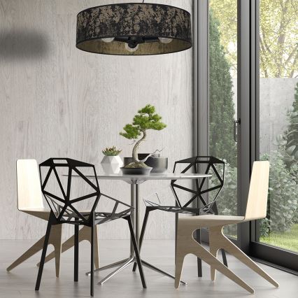 Lustra ar auklu SATINO 3xE27/60W/230V melna/zelta