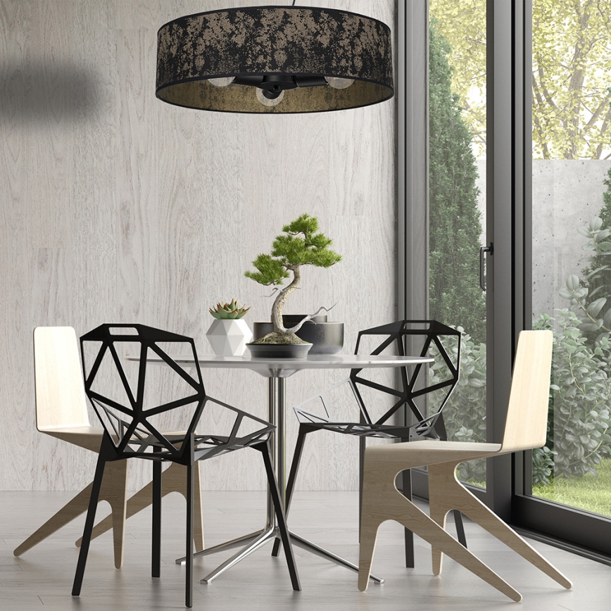Lustra ar auklu SATINO 3xE27/60W/230V melna/zelta