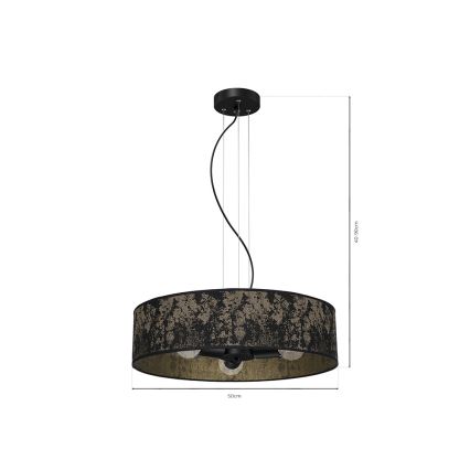 Lustra ar auklu SATINO 3xE27/60W/230V melna/zelta