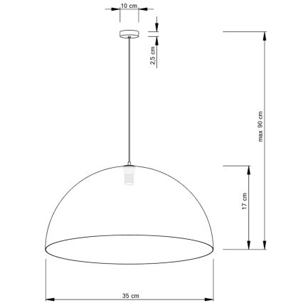 Lustra ar auklu SFERA 1xE27/60W/230V d. 35 cm balta/vara