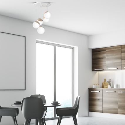 Lustra ar auklu SFERA WOOD 5xE14/40W/230V