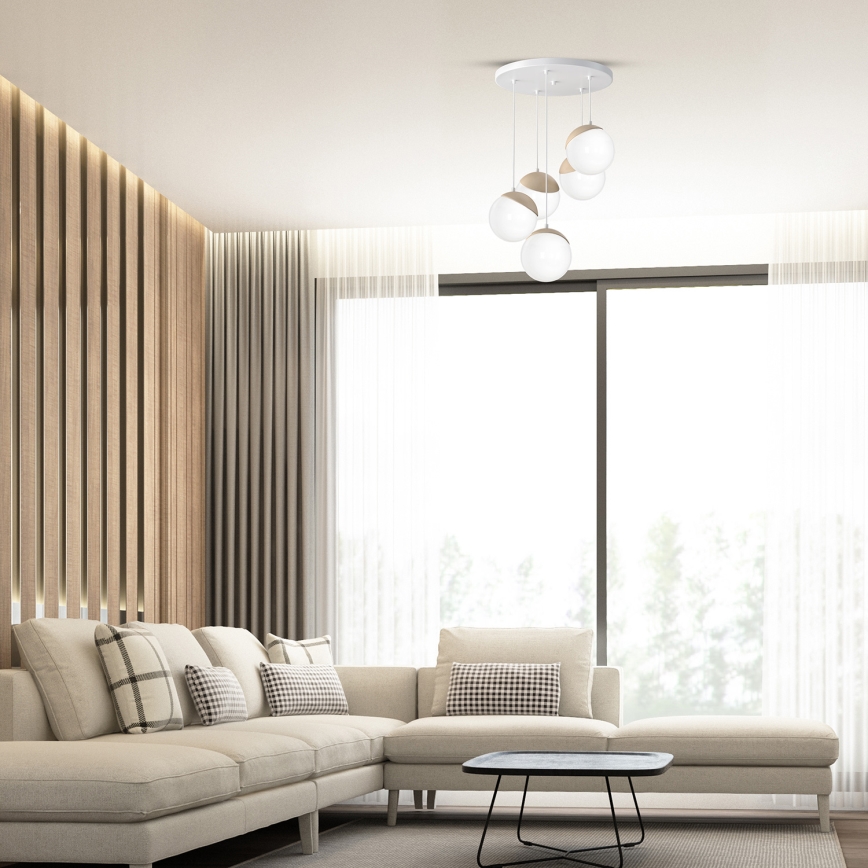 Lustra ar auklu SFERA WOOD 5xE14/40W/230V