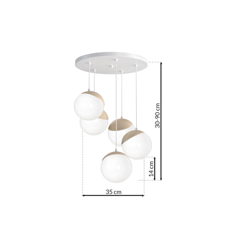 Lustra ar auklu SFERA WOOD 5xE14/40W/230V