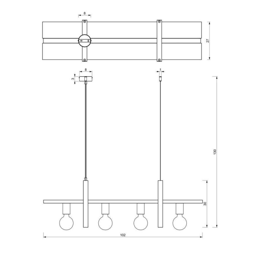 Lustra ar auklu SHELF 4xE27/60W/230V