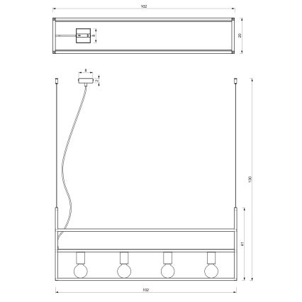 Lustra ar auklu SHELF 4xE27/60W/230V