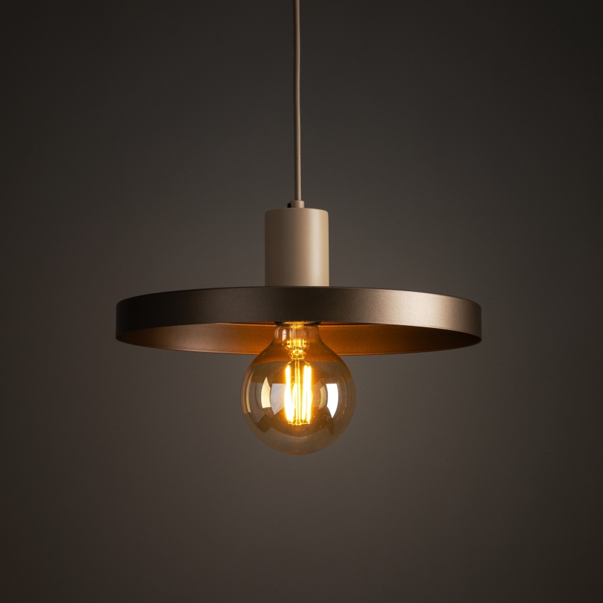 Lustra ar auklu SILA 1xE27/15W/230V d. 30 cm brūna/bēša